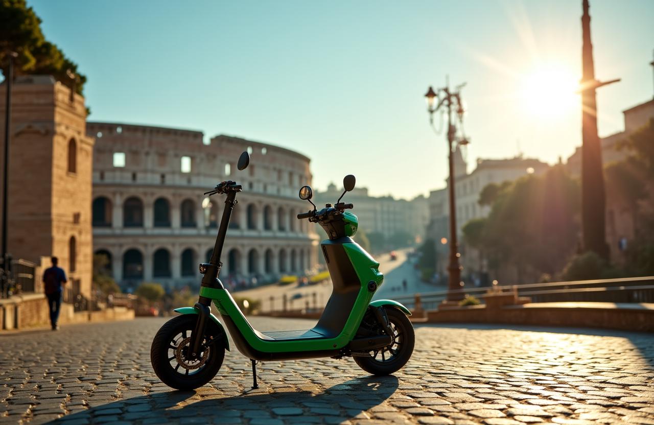 Monopattini elettrici davanti al Colosseo