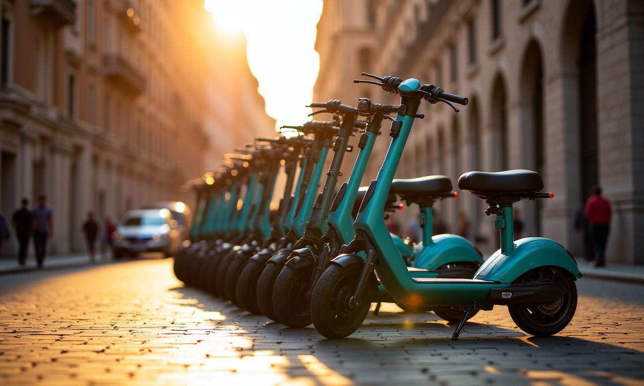 Centro di Roma con e-scooter a noleggio